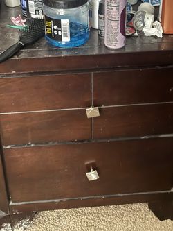 Matching 5-Drawer Dresser + 2-Drawer Nightstand Set – Dark Mahogany  Price: $175 OBO