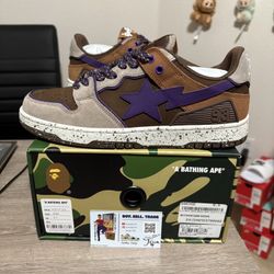 Size 8.5 mens - A BATHING APE BAPE SK8 STA #7 BROWN PURPLE 1K30-191-(contact info removed)