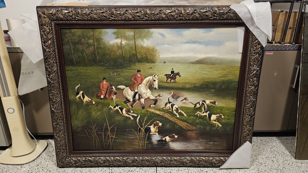 Fox Run Classic Oil Painting Signed 36x48