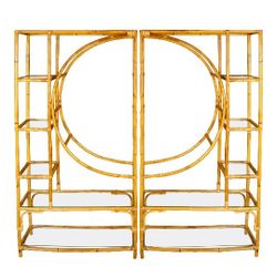 Vintage Rattan Two Part Étagère, circa 1960