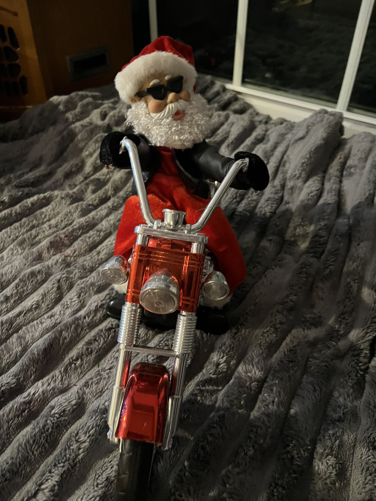 Ol Saint Nick On Motorcycle