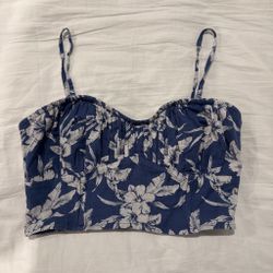 American Eagle navy blue floral crop top