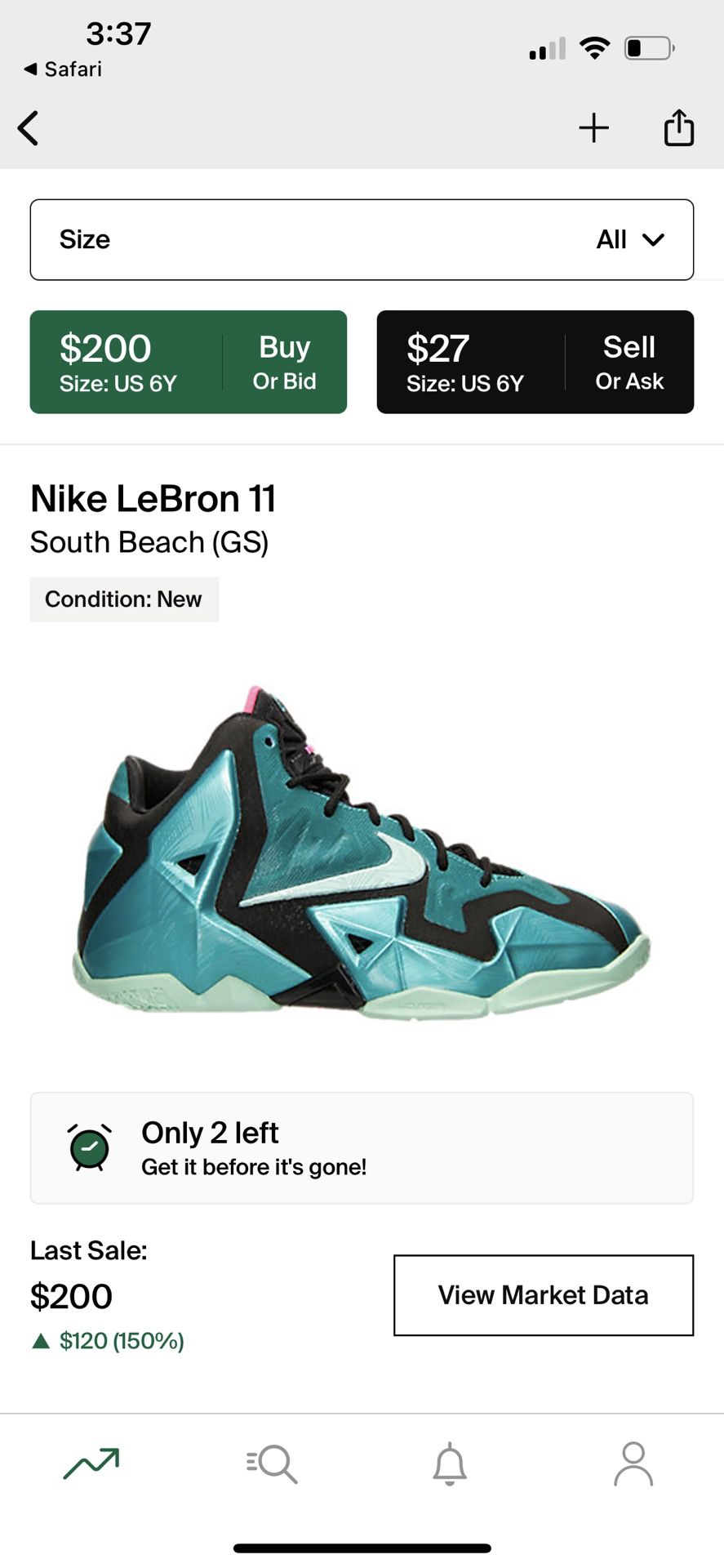 South Beach Lebron 11 GS Size 7