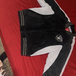 Vintage Las Vegas Raiders Suede Leather Bomber Jacket 
