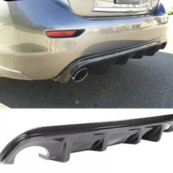 Fits 14-17 Infiniti Q50 Sedan Rear Bumper Lip Diffuser Carbon Fiber Print ABS
