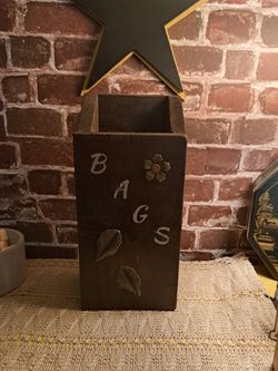 Handcrafted Wooden Bag Dispenser And Storage