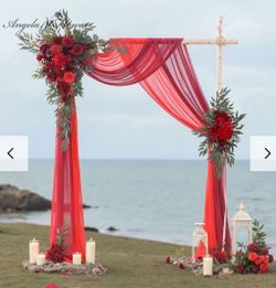 (Brand New in Box)  Angela flower Deluxe Wedding Arch Flowers with Drapes Kit Pack of 4, Arrangement 2pcs Chiffon Drapes for Ceremony Arbor Party Outd