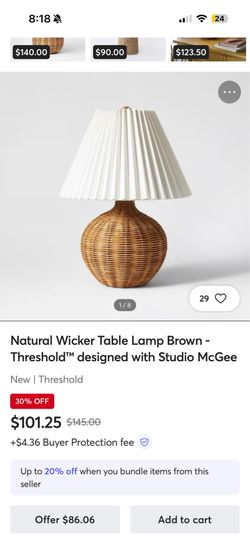 Natural Wicker Table Lamp Brown - Threshold™ designed with Studio McGee