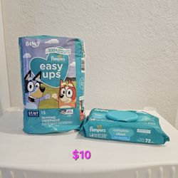 Pampers Easy Ups Size 5t-6t + Wipes $10