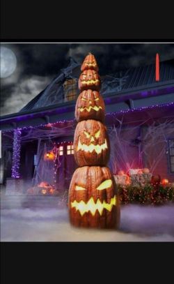 8ft Home Depot Led Jack-O-Lantern Pumpkin Stack