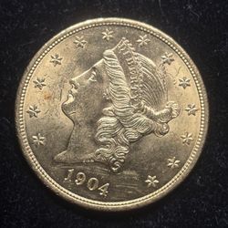 1904 Liberty Head $20 Gold Double Eagle coin