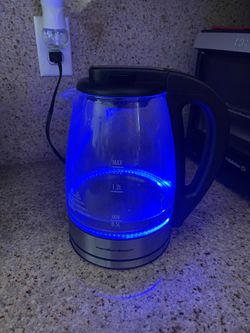 Hamilton Beach Glass Stainless Steel Electric Kettle Blue LED Light 1.7L