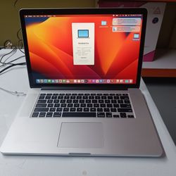 Apple MacBook Pro 15-inch Retina Display 2K Ventura MAC O.S 13.4 Excellent 