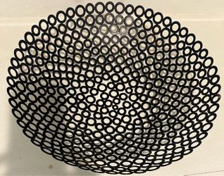 Black Metal Ring Bowl – Welded Washers, 14.5" Round Decorative Centerpiece"