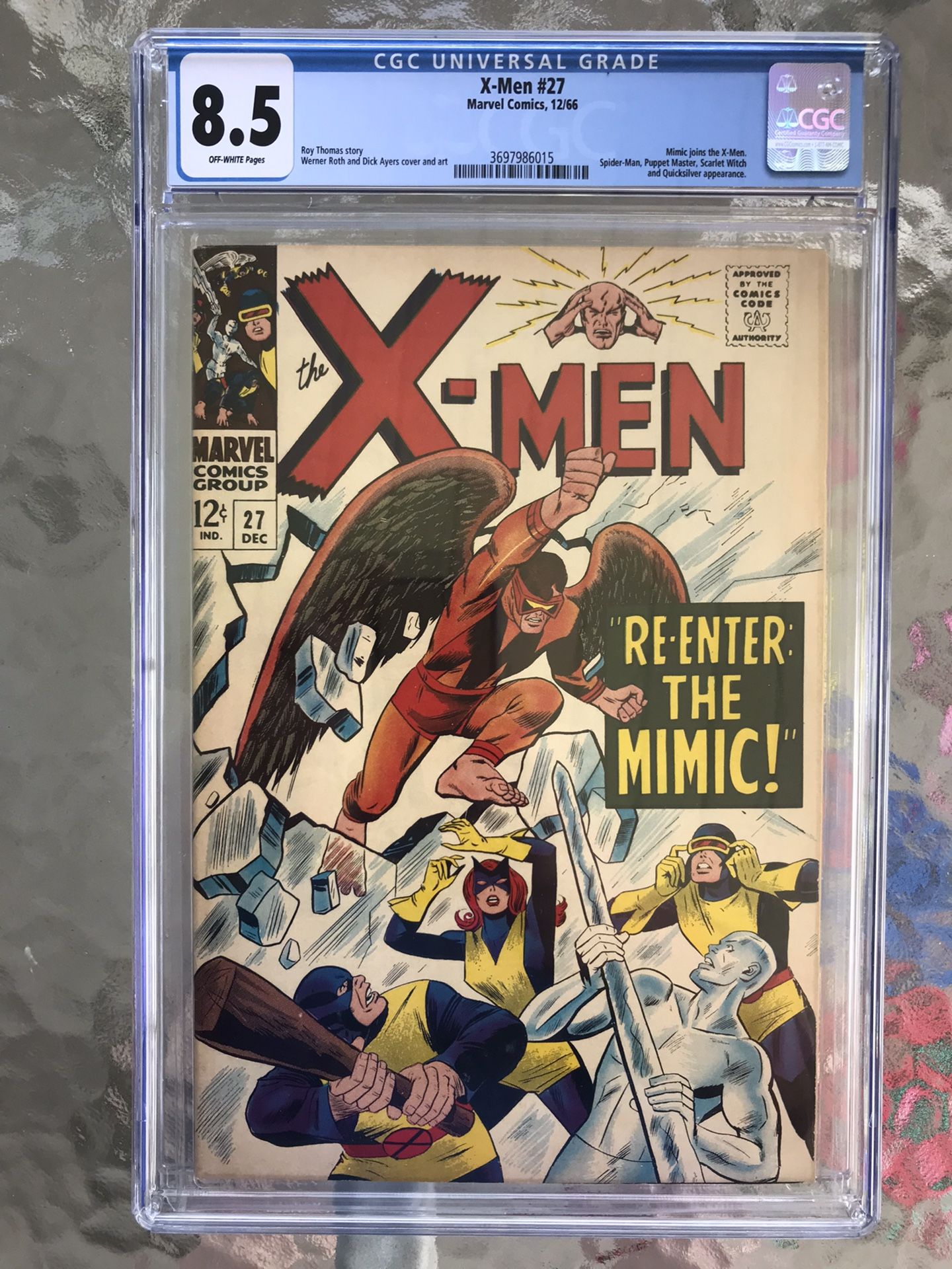 X-Men #27 (1966) CGC 8.5 — Mimic Joins; Spider-Man, Scarlet Witch, & Quicksilver