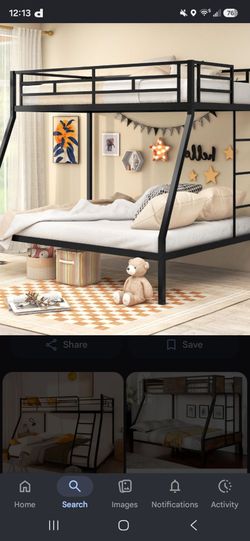 Black Metal Twin Over Full Bunk Bed