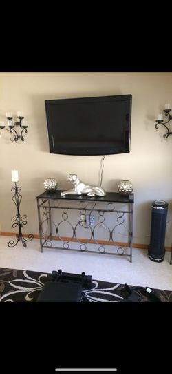 Beautiful, Dark Wood and Metal Console Table