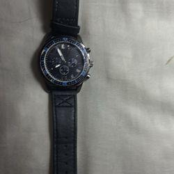 Men’s Black Dial Leather Quartz Watch