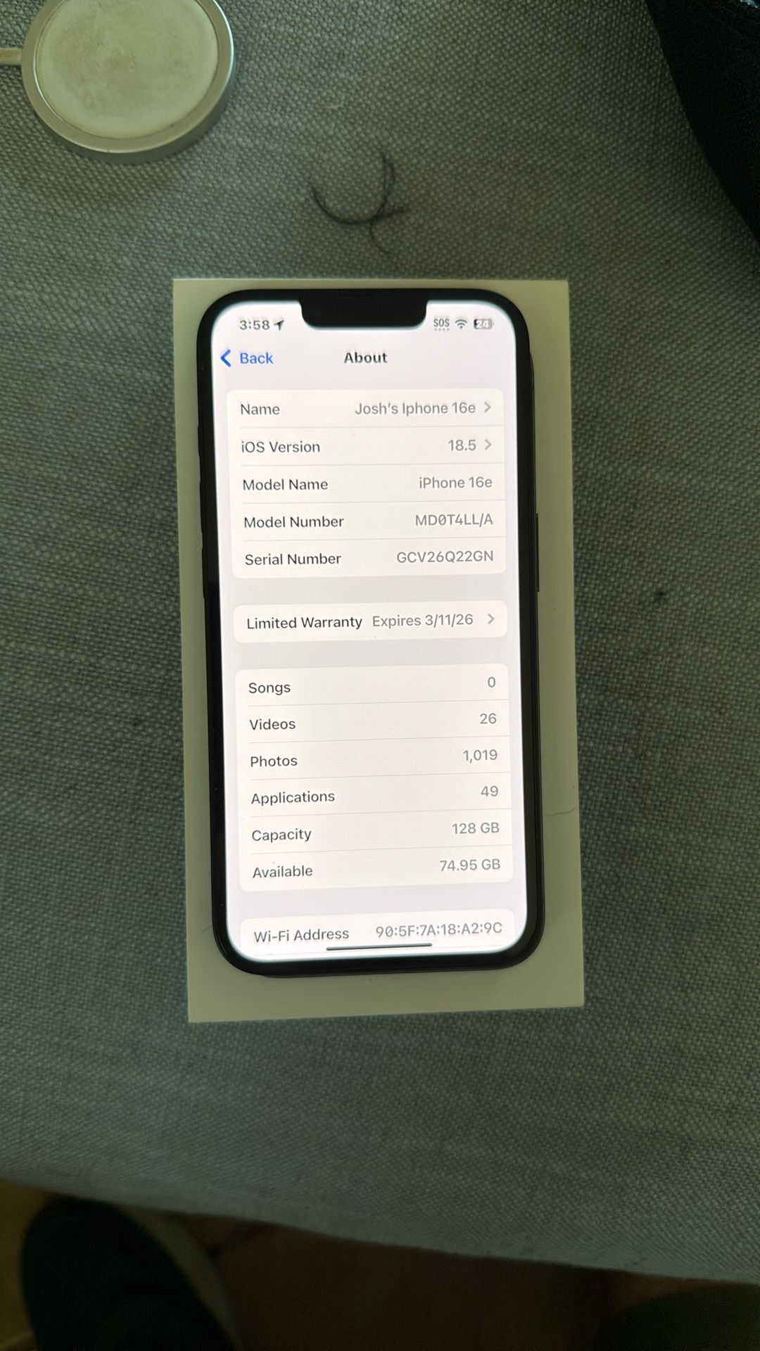 iPhone 16e Black 128gb Unlocked eSIM