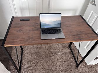 ✨ Folding Computer Desk with Built-in Power Outlet & USB – Like New ✨