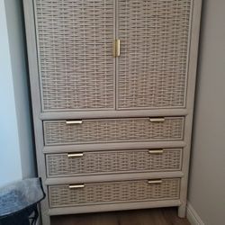 Ivory Wicker Armoire