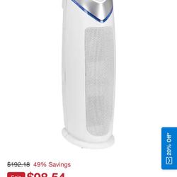 GermGuardian - 22" Air Purifier Tower with True HEPA Pure Filter & UV-C for 743 Sq Ft Rooms - Black/Silver