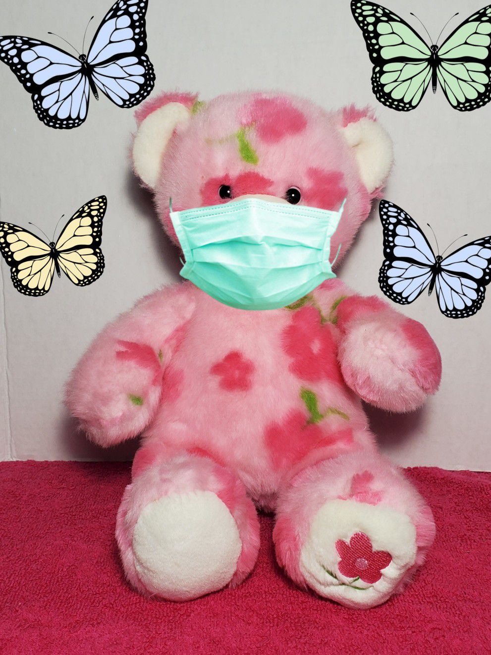 16" Build a Bear Pink Spring Season of Hugs Flower Paw BABW Easter Teddy Plush