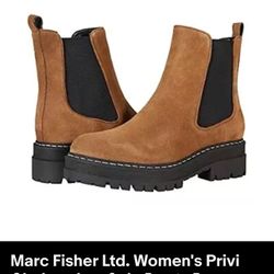 Marc Fisher Ltd. Women's Privi Chelsea Lug Sole Boots Brown Size: 8