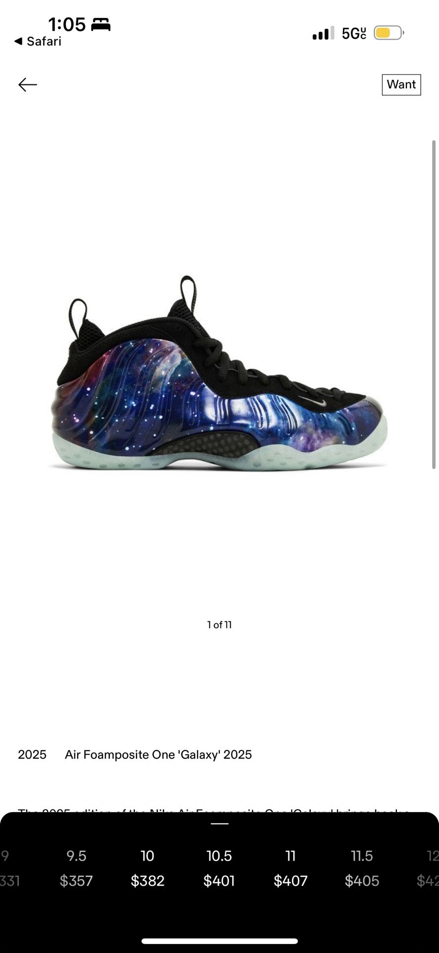 Air Foamposite One Galaxy 2025