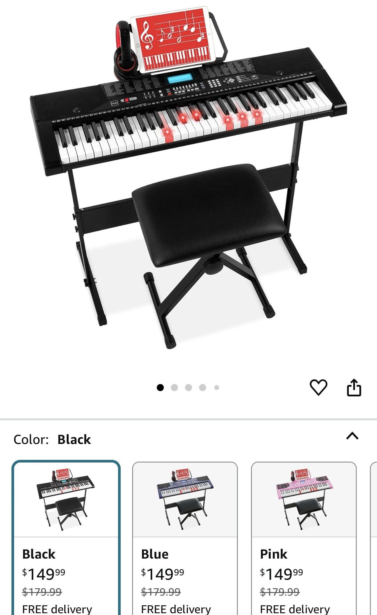 🎹 Brand New 61-Key Lighted Keyboard Piano Set w/ Stand, Bench & Mic 🎶