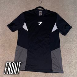 Black White Grey Gymshark Short Sleeve Shirt (Men’s Medium)
