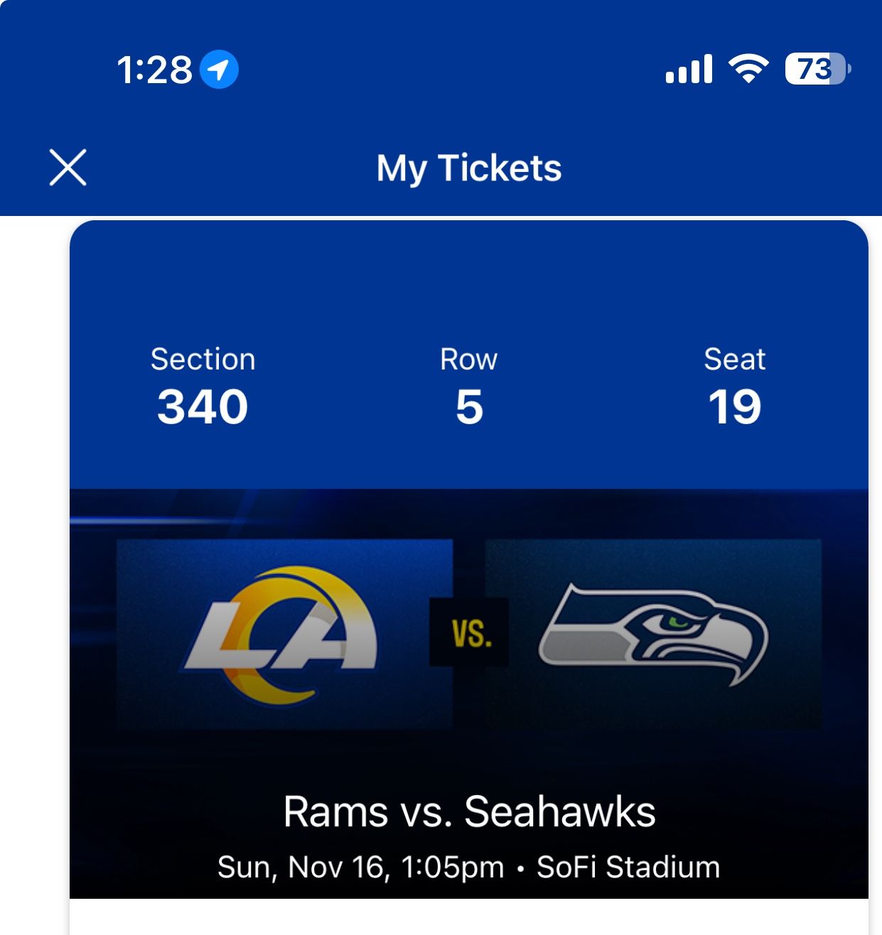 2 Tickets Rams Vs Seahawks