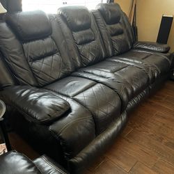 3 Piece Leather Reclining Couch 