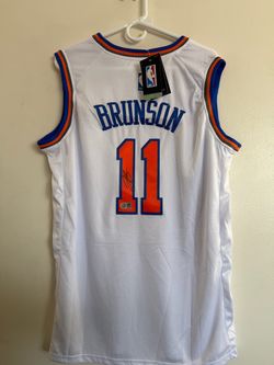 Jalen Brunson signed New York Knicks autographed Nike jersey w/COA XL/52 - 28-02