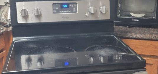 Whirlpool Oven Range Convection Glass Top Self Clean Black