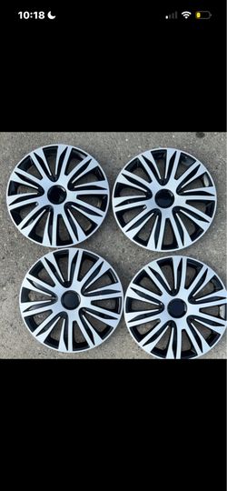 WINJET WJ-5083-16” White Black Hubcaps Wheel Covers Set of 4 Light Scratches NEW