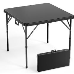 Vingli 34" Square Folding Table - Black