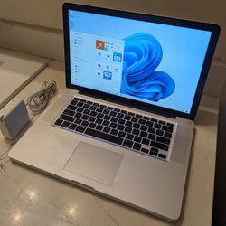 Apple MacBook Pro 15.6" Windows 10 Laptop - Intel Core 2.53ghz CPU, Fast 128gb SSD, 6gb Ram, Nvidia 9600 GPU (Roblox), Backlit Keys, DVD/CD 