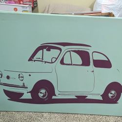 Ikea Canvas Fiat 500 Turquoise Print Picture 