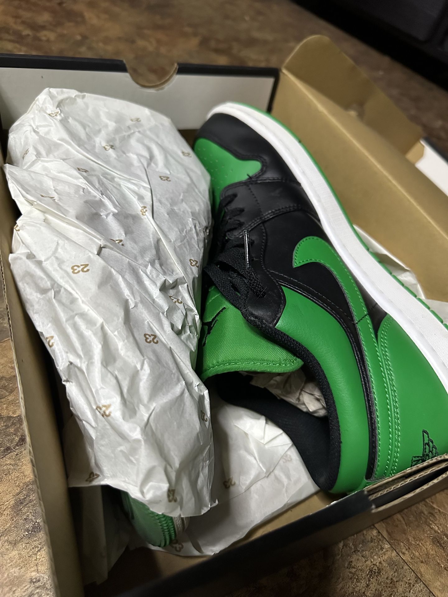 Size 11 2023 Air Jordan 1 Low 'Black Lucky Green'