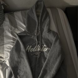 Hollister Zipper Hoodie, Gray Medium Size 