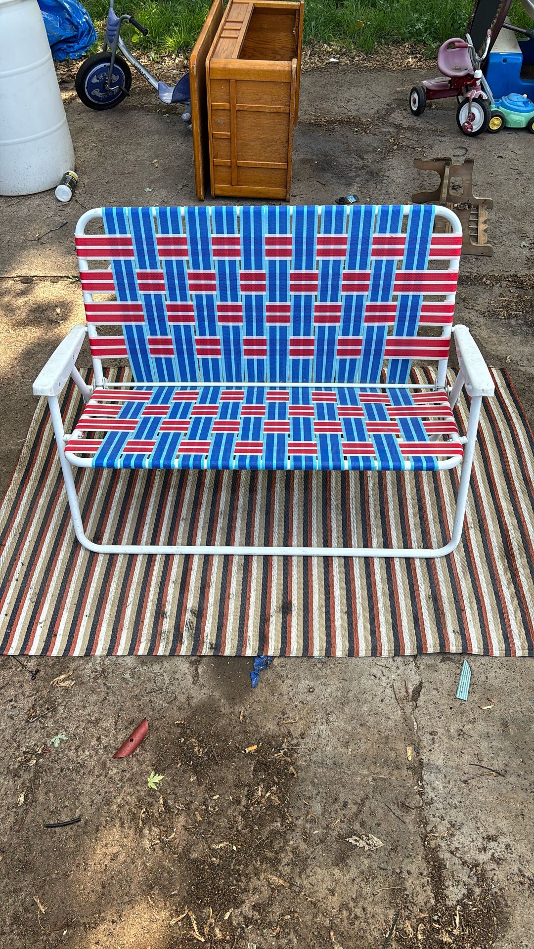 Outside furniture, folding bench With Rug