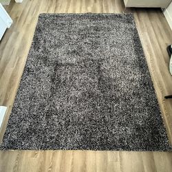 Brand New KAS Bliss Plush Shag Area Rug + Rug Pad - 7’6” x 9’6” Black/Grey - New