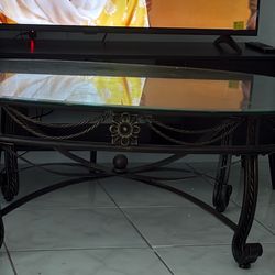 One glass table one tv stand