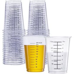 GUSTO 10 oz Clear Plastic Measuring Cups [25 Count] Multipurpose Disposable Cups for Baking, Cooking, Resin and Mixing (Formerly Convenient Pack)
