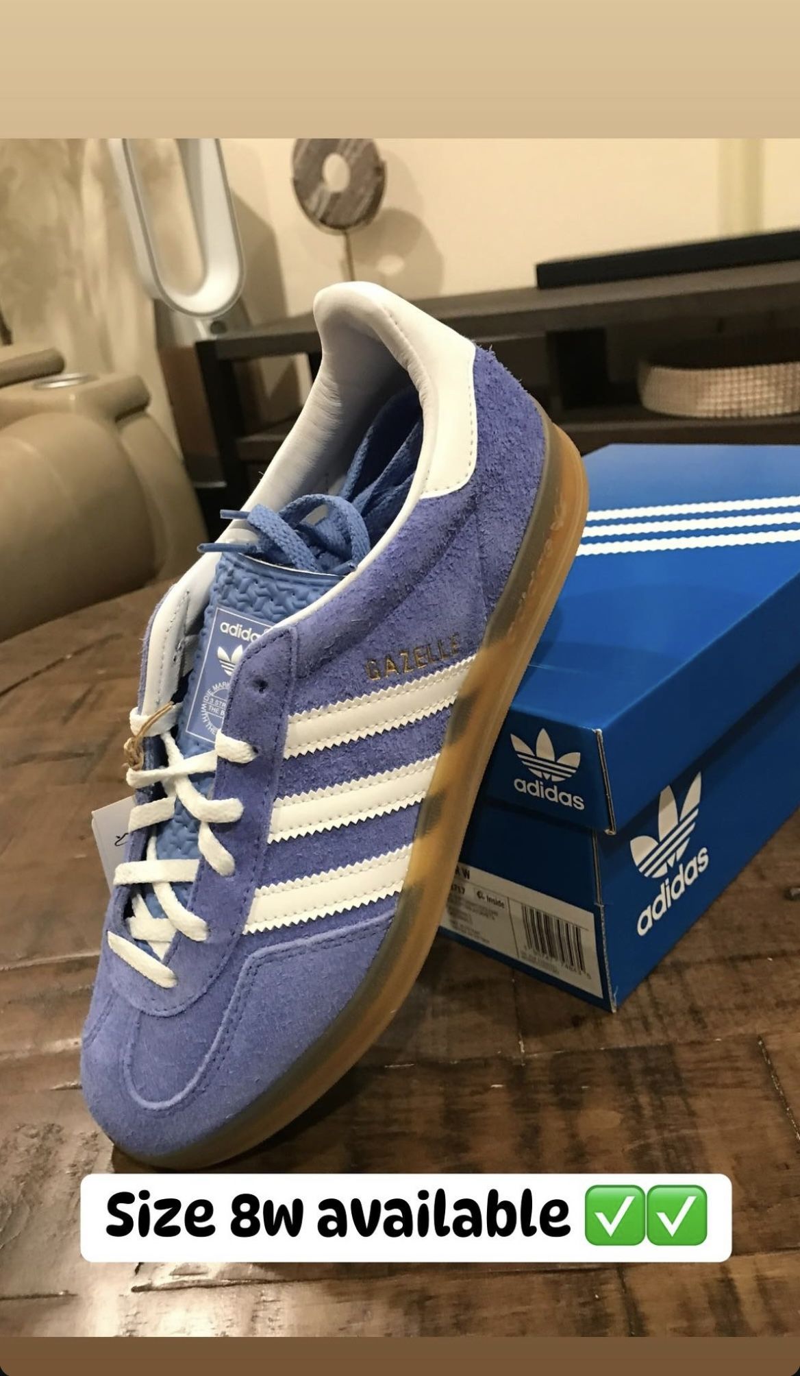 Adidas Gazelle Indoor Blue Fusion Gum 8w 