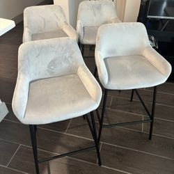 Grey Upholstered Counter Stool (Set of 4)