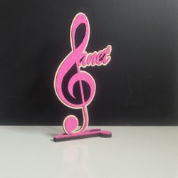 Personalized Name Standing Wooden Music Note 🎵 