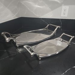 Global Views Sleek Deco Trays - Nickel