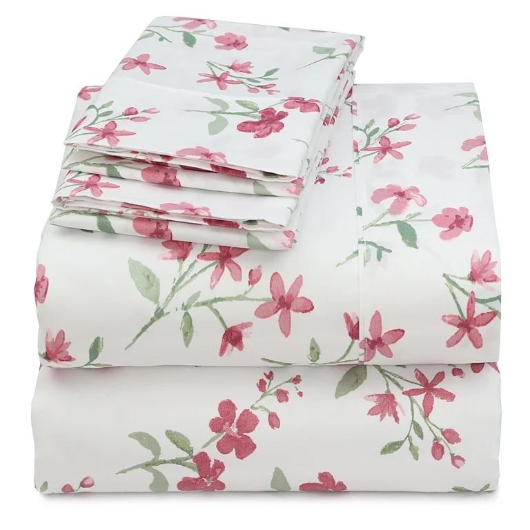 Queen Bedsheets Set - White With Floral